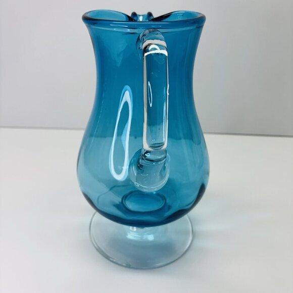 Vintage Blue Crystal Pitcher ~ Hand-Crafted ~ Poland - Picture 10 of 14